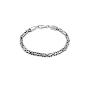 KUZZOI 0.16" Men 925 Sterling Silver Byzantine Bracelet 7.48-9.05 inch