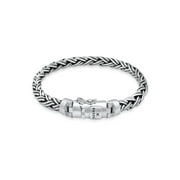 KUZZOI 0.35" Men Braid Bracelet 925 Sterling Silver Safety Clasp