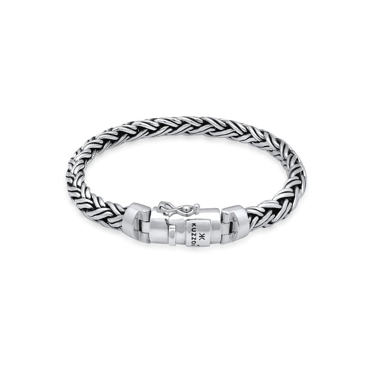KUZZOI Men's 925 Sterling Silver Braided Chain Bracelet with