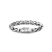 KUZZOI 0.39" Men Braid Bracelet 925 Sterling Silver Safety Clasp