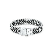 KUZZOI 0.59" Men Cuban Bracelet 925 Sterling Silver Safety Clasp from 7.46"