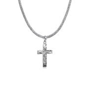KUZZOI KUZZOI Men 0.12" Cross Pendant Round Snake Necklace 925 Silver 20inch