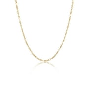 KUZZOI Men 0.12" Figaro Chain Necklace 925 Silver 18k Gold Plate 20 - 24 inch