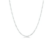 KUZZOI Men 0.12" Figaro Link Polished Chain Necklace 925 Silver 20 - 24 inch