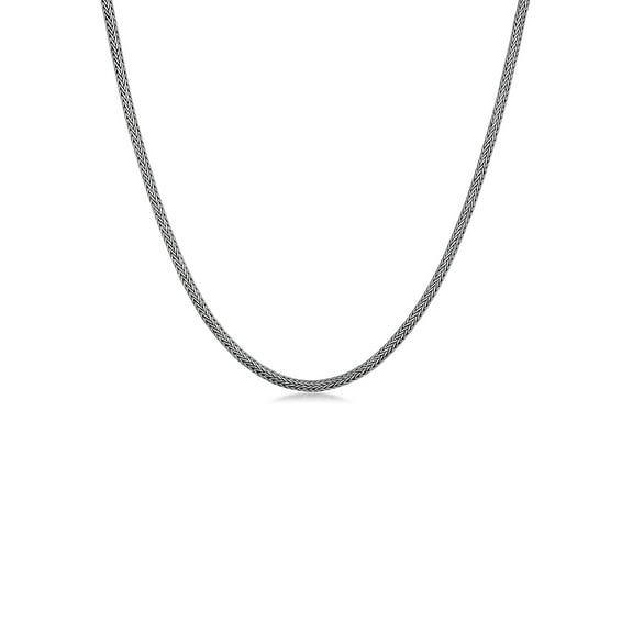 KUZZOI Men 0.12" Snake Chain Necklace 925 Silver Oxidized 20-24 inch