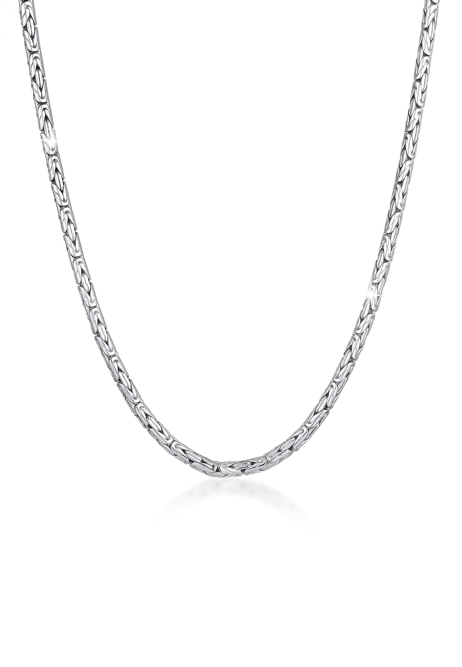 KUZZOI Men 0.16" Byzantine Link Chain Necklace 925 Silver 20 - 24 inch