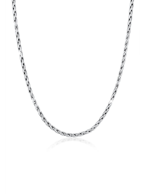 Men 0.16" Wheat Braided Chain Necklace 925 Silver 20inch