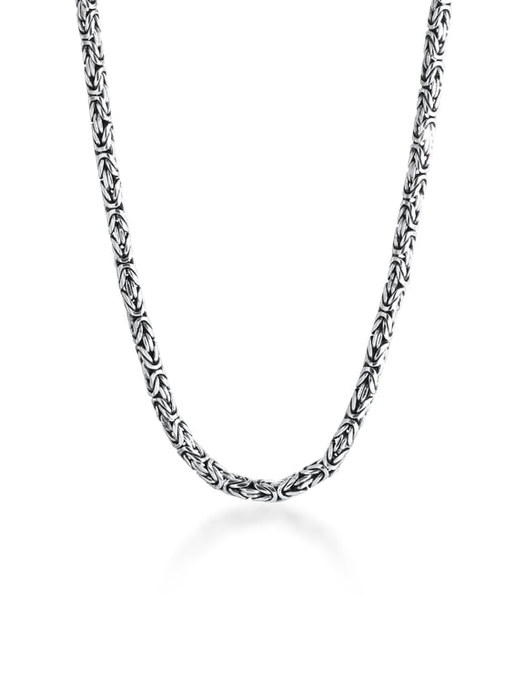 Men 0.20" Byzantine Box Link Necklace Chain 925 Silver 20 - 24 inch