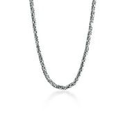 KUZZOI Men 0.20" Byzantine Box Link Necklace Chain 925 Silver 20 - 24 inch