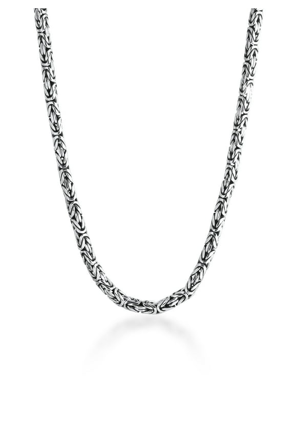 Men 0.20" Byzantine Box Link Necklace Chain 925 Silver 20 - 24 inch