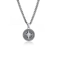 thumbnail image 1 of KUZZOI Men 0.20" Compass Pendant Necklace Curb Chain 925 Silver, 1 of 8