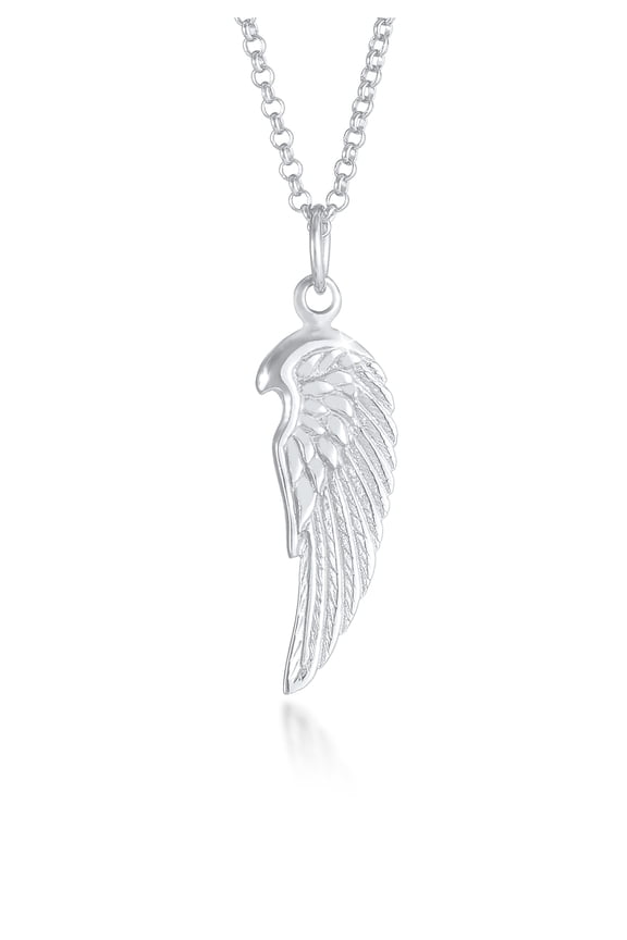 Men 0.22" Angel Feather Pendant Vintage Necklace 925 Silver