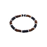 KUZZOI Men 0.23" Heishi Surfer Beads Pearl Bracelet 925 Silver