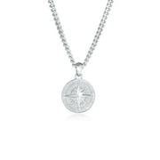 KUZZOI Men 20" Cuban Link Chain Necklace with Compass Pendant 925 Silver