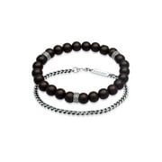 KUZZOI Men 925 Sterling Silver Cuban Chain, Onyx Bracelet Set 7.48-9.05 inch
