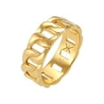 thumbnail image 1 of KUZZOI Men's Link Chain Ring Chunky Curb Ring 925 Silver 14k Gold Size 7-1, 1 of 5