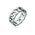 thumbnail image 1 of KUZZOI Men's Link Chain Ring Chunky Curb Ring Oxidized 925 Silver Size 7-11, 1 of 5