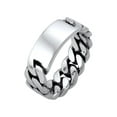 thumbnail image 1 of KUZZOI Men's Link Chain Ring Curb-Link Ring with Engravable Plate 925 Silver, 1 of 5
