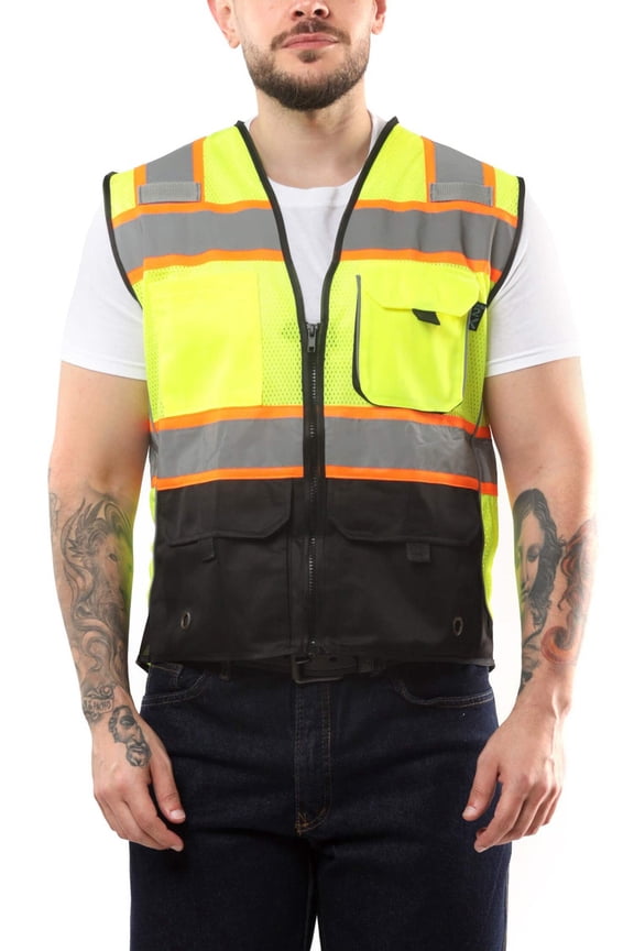 KV02 - Kolossus Deluxe High Visibility Vest with Multi Frontal Pockets | ANSI Class 2 Compliant