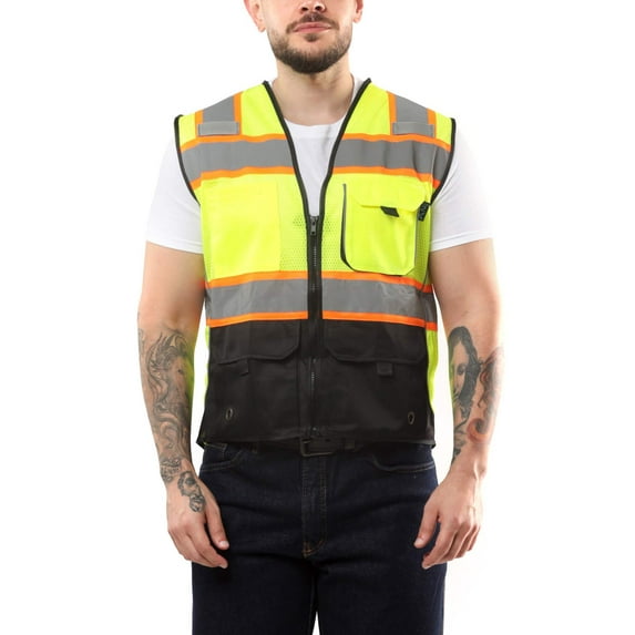 KV02 - Kolossus Deluxe High Visibility Vest with Multi Frontal Pockets | ANSI Class 2 Compliant