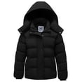 thumbnail image 1 of KVE Girl's Hooded Warm Winter Coat Quilted Thicken Puffer Jacket with Removable Hood Black 8, 1 of 9