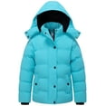thumbnail image 1 of KVE Girl's Hooded Warm Winter Coat Quilted Thicken Puffer Jacket with Removable Hood Light Blue 8, 1 of 9