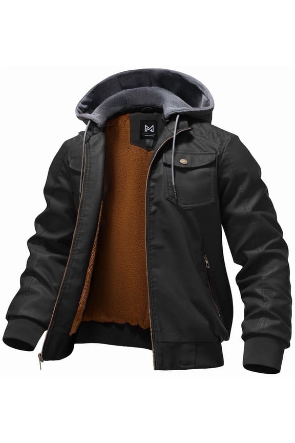 Men's Faux Leather Jacket Waterproof Motorcycle Bomber Jacket Vintage PU Moto Biker Coat Black Small