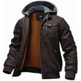 thumbnail image 1 of KVE Men's Faux Leather Jacket Waterproof Motorcycle Bomber Jacket Vintage PU Moto Biker Coat Coffee Large, 1 of 9