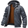 thumbnail image 1 of KVE Men's Faux Leather Jacket Waterproof Motorcycle Bomber Jacket Vintage PU Moto Biker Coat Dark Grey XX-Large, 1 of 9