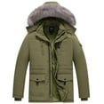 thumbnail image 1 of KVE Men's Hooded Warm Coat Thickened Padded Heavyweight Winter Parka Jacket with Detachable Fur Hood Army Green S, 1 of 9