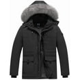 thumbnail image 1 of KVE Men's Hooded Warm Coat Thickened Padded Heavyweight Winter Parka Jacket with Detachable Fur Hood Black M, 1 of 9