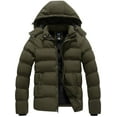 thumbnail image 1 of KVE Men's Hooded Winter Coat Warm Puffer Jacket Thicken Quilted Jacket Army Green Medium, 1 of 9