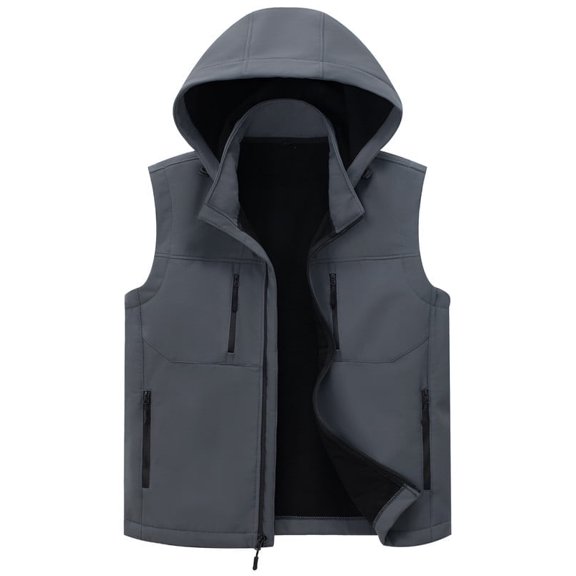 KVE Men's Softshell Vest Windproof Lightweight Golf Vest Outerwear with Pockets, Sleeveless Jacket for Sports Grey Small