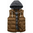 thumbnail image 1 of KVE Men's Warm Winter Hooded Vest Padded Puffer Vest Brown, Large, 1 of 9