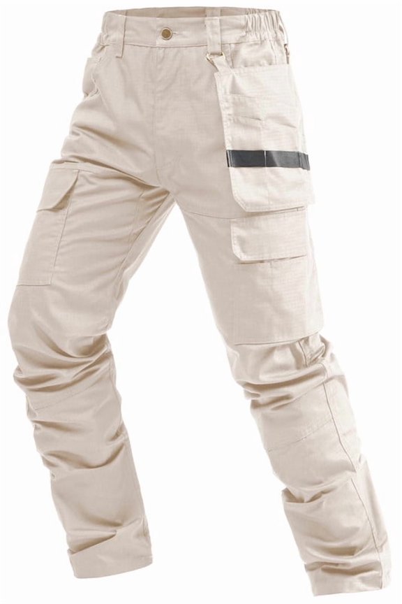 Mens Cargo Work Pants Hiking Pants Breathable Construction Pants for Outdoor Fishing Travel Khaki 30W×32L