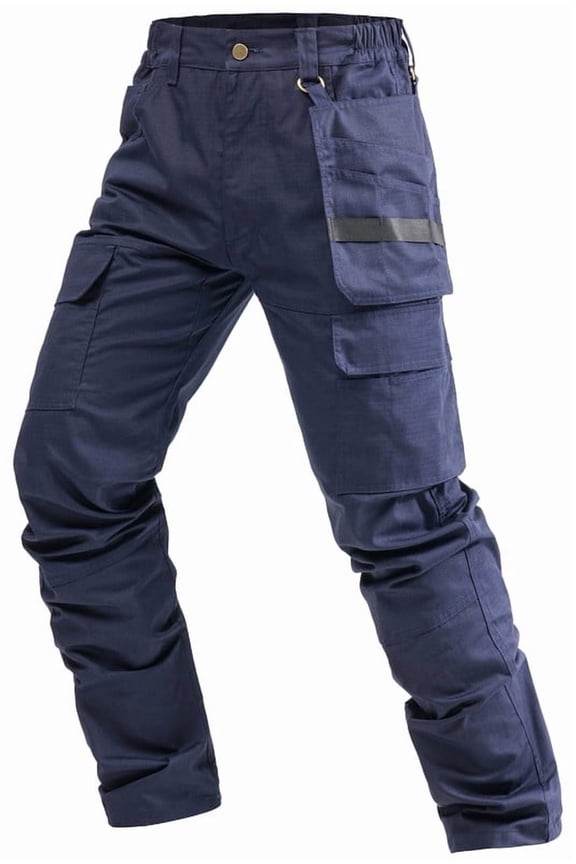 Mens Cargo Work Pants Hiking Pants Breathable Construction Pants for Outdoor Fishing Travel Navy 32W×32L
