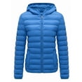 thumbnail image 1 of KVE Women's Hooded Packable Ultra Light Coat Warm Short Puffer Jacket Acid Blue XL, 1 of 9