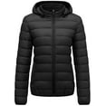thumbnail image 1 of KVE Women's Hooded Packable Ultra Light Coat Warm Short Puffer Jacket Black S, 1 of 9