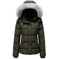 thumbnail image 1 of KVE Women's Hooded Warm Winter Coat Quilted Thicken Puffer Jacket with Removable Hood Army Green Small, 1 of 9