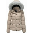 thumbnail image 1 of KVE Women's Hooded Warm Winter Coat Quilted Thicken Puffer Jacket with Removable Hood khaki Large, 1 of 9