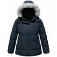 thumbnail image 1 of KVE Women's Plus Size Hooded Warm Winter Coat Quilted Thicken Puffer Jacket with Removable Hood Navy 1X, 1 of 9