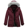 thumbnail image 1 of KVE Women's Plus Size Quilted Winter Coat Warm Puffer Jacket Thicken Parka with Removable Hood Burgundy Red 1X, 1 of 9