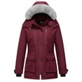thumbnail image 1 of KVE Women's Quilted Winter Coat Warm Puffer Jacket Thicken Parka with Removable Hood Burgundy Red 3X-Large, 1 of 9