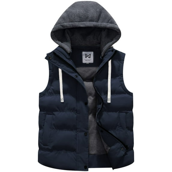 KVE Women's Warm Winter Hooded Vest Padded Puffer Vest Navy,Small