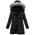 thumbnail image 1 of KVE Women's Winter Thicken Puffer Coat Warm Snow Jacket with Faux Fur Removable Hood Black XX-Large, 1 of 7