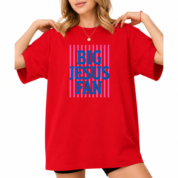 UNISHE Women's Bold Color Block Big Jesus Fan Striped Faith Graphic Cropped Short Sleeve T‑shirt Relaxed Fit
