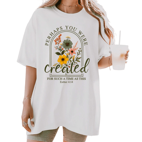 UNISHE Women's Perhaps You Were Created For Such A Time As This Faith Graphic Cropped Short‑Sleeve T‑shirt