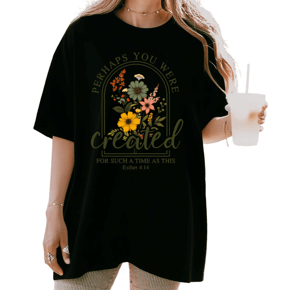 UNISHE Women's Perhaps You Were Created For Such A Time As This Faith Graphic Cropped Short‑Sleeve T‑shirt