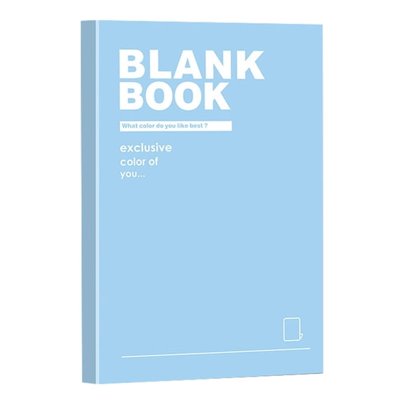 KVLU A5 Blank Notebook, 128 Pages Hardcover Journal, 80g Thick Paper Blank Sketchbook, Blue Paperback Notepad for Journaling, Creative Writing, Note Taking, Drawing, Makeup Organizers