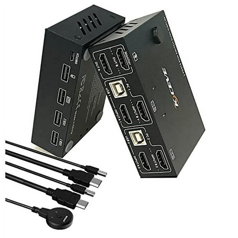 4 Port KVM Switch HDMI Dual Monitor Extended Display, 4K@30Hz 2